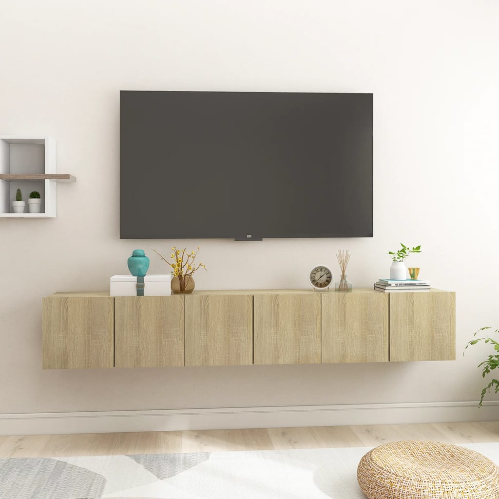 foto del prodotto mobili porta tv sospesi 3 pz rovere sonoma 60x30x30 cm