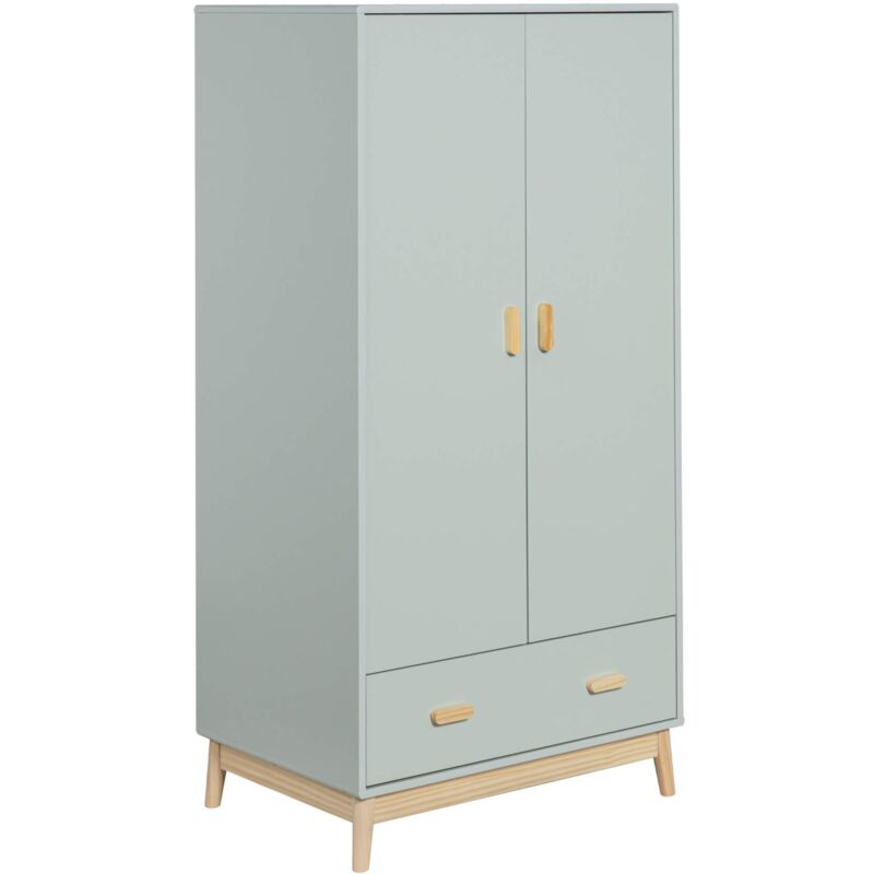 foto del prodotto mobili rebecca armadio kala 175x80x55 mdf pino verde acqua marrone scandinavo da montare
