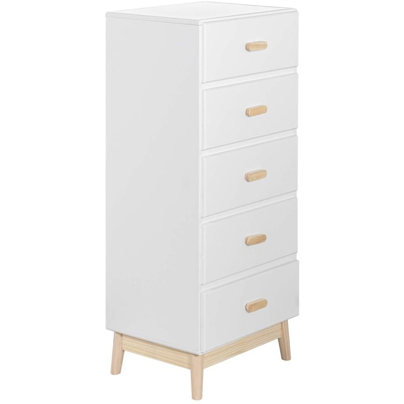 foto del prodotto mobili rebecca cassettiera myristica 115x50x40 mdf pino bianco marrone scandinavo da montare