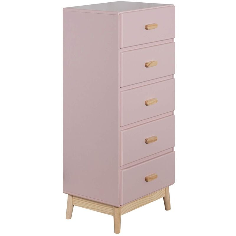 foto del prodotto mobili rebecca cassettiera orchidea 115x50x40 mdf pino rosa marrone scandinavo da montare