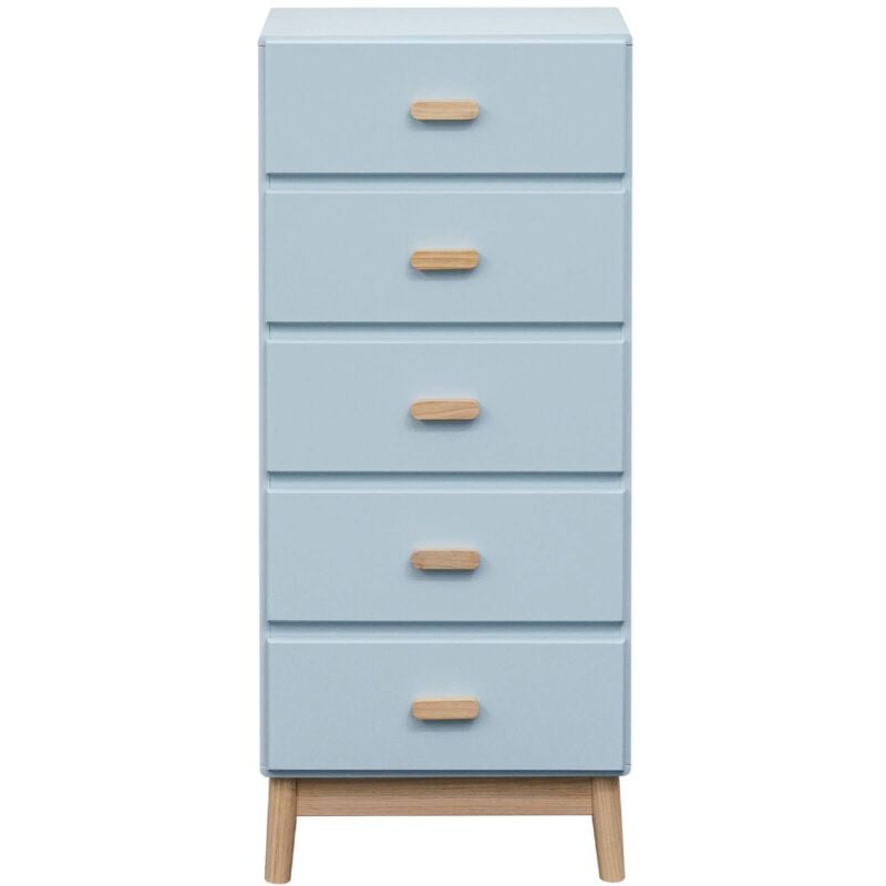 foto del prodotto mobili rebecca cassettiera rebecca mobili kuro 115x50x40 mdf legno celeste marrone scandinavo