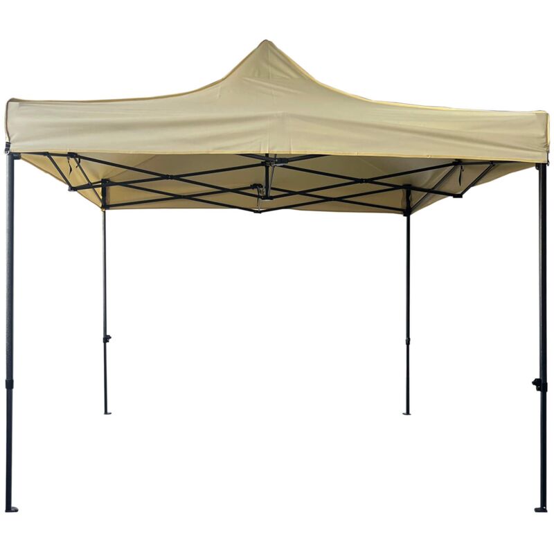 foto del prodotto mobili rebecca gazebo aneto 3x3 mt poliestere metallo beige nero parzialmente montato