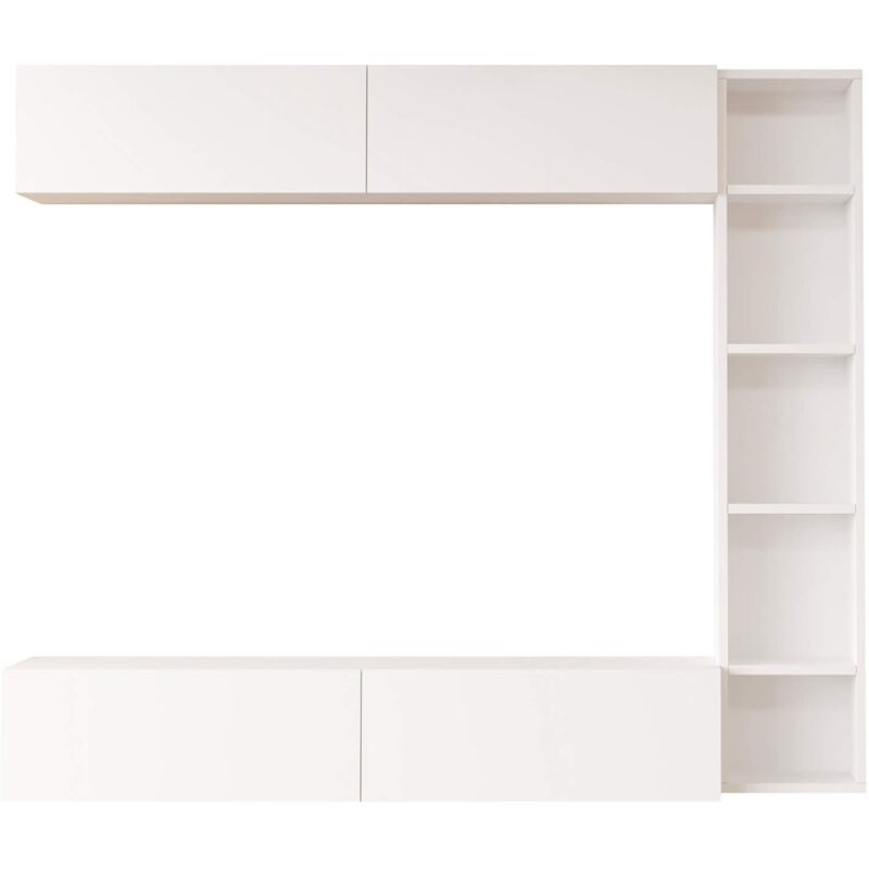 foto del prodotto mobili rebecca parete attrezzata rebecca mobili kadab 143,5x169x26 truciolato bianco moderno set 3 pz