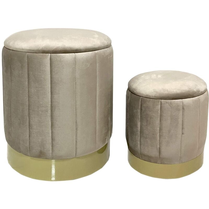 foto del prodotto mobili rebecca pouf contenitore rebecca mobili entelea 44x35,5x35,5 tessuto poliestere acciaio beige giallo moderno set 2 pezzi