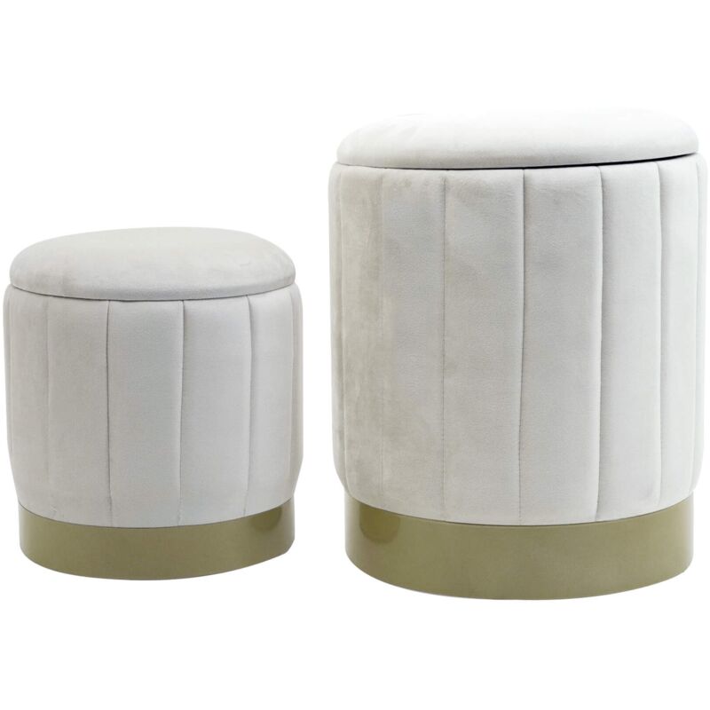foto del prodotto mobili rebecca pouf contenitore rebecca mobili okome 44x35,5x35,5 tessuto poliestere acciaio bianco giallo moderno set 2 pezzi