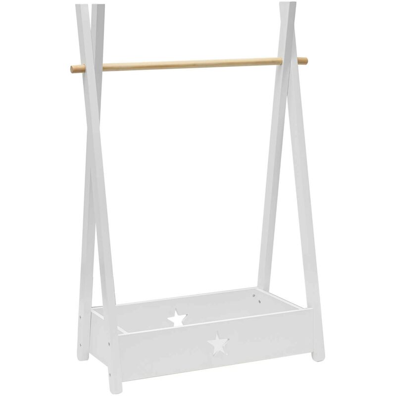 foto del prodotto mobili rebecca - rebecca mobili appendiabiti bambini guardaroba montessori bianco mdf pino con ripiano