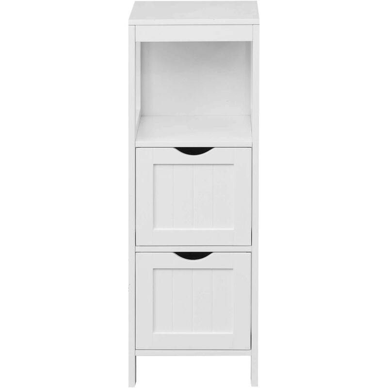 foto del prodotto mobili rebecca rebecca mobili armadietto a colonna mobile da bagno in legno bianco con 2 cassetti e ripiano