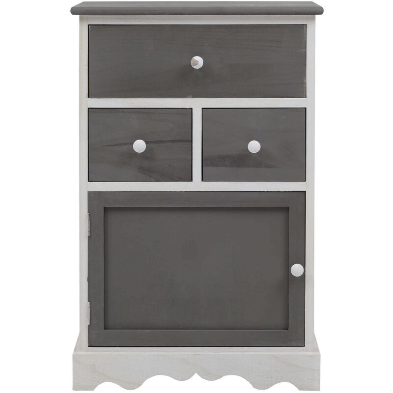 foto del prodotto mobili rebecca rebecca mobili armadietto mobile shabby bianco grigio 3 cassetti 1 anta 72x47x30