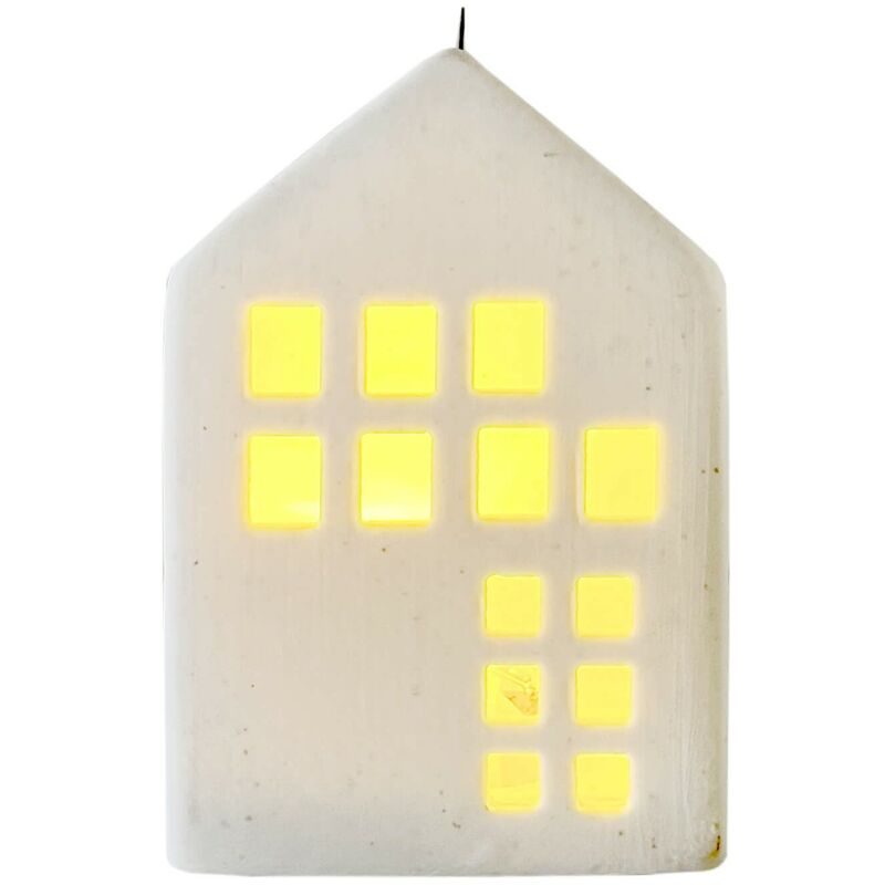 foto del prodotto mobili rebecca - rebecca mobili casetta di natale con luci decorazione natalizia ceramica bianco idea regalo