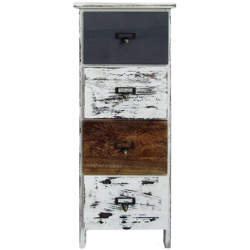 foto del prodotto mobili rebecca rebecca mobili cassettiera 4 cassetti legno retro bianco grigio marrone 74x28x28