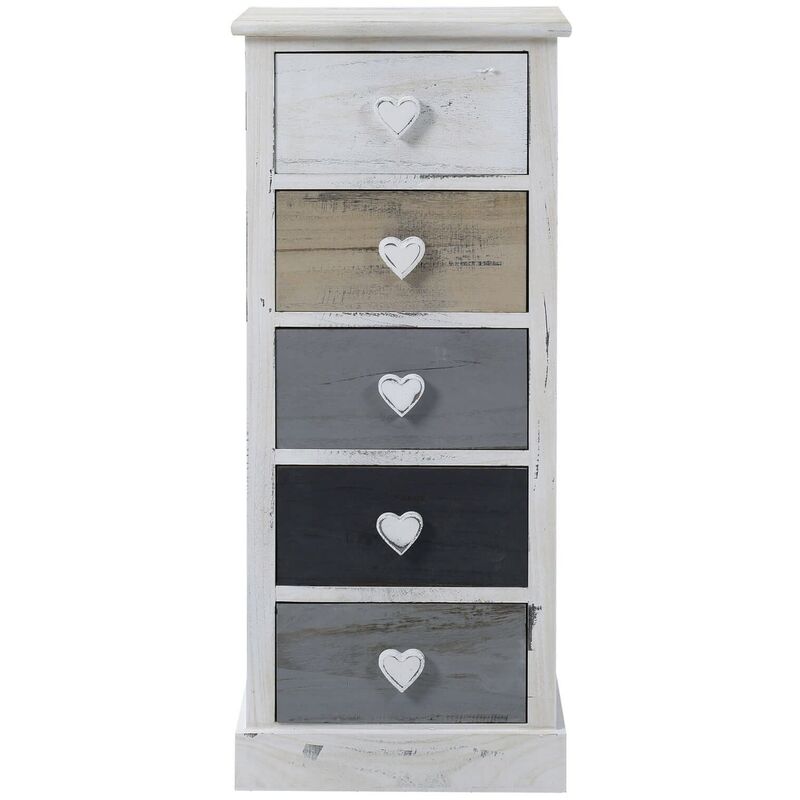 foto del prodotto mobili rebecca rebecca mobili cassettiera bianco 5 cassetti pomelli cuore camera 84x37x27
