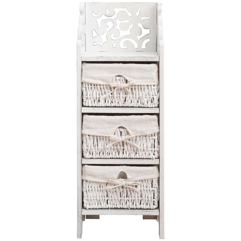 foto del prodotto mobili rebecca rebecca mobili cassettiera comodino 3 cassetti legno bianco shabby 78x29x22