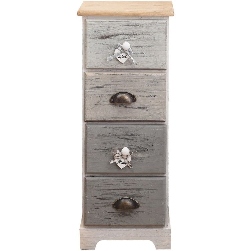 foto del prodotto mobili rebecca rebecca mobili cassettiera comodino bianco 4 cassetti colorati shabby 72x29x25