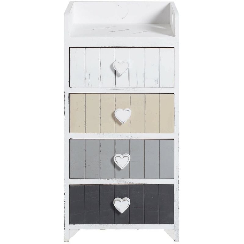 foto del prodotto mobili rebecca rebecca mobili cassettiera comodino bianco shabby cassetti cuore 72x35x27