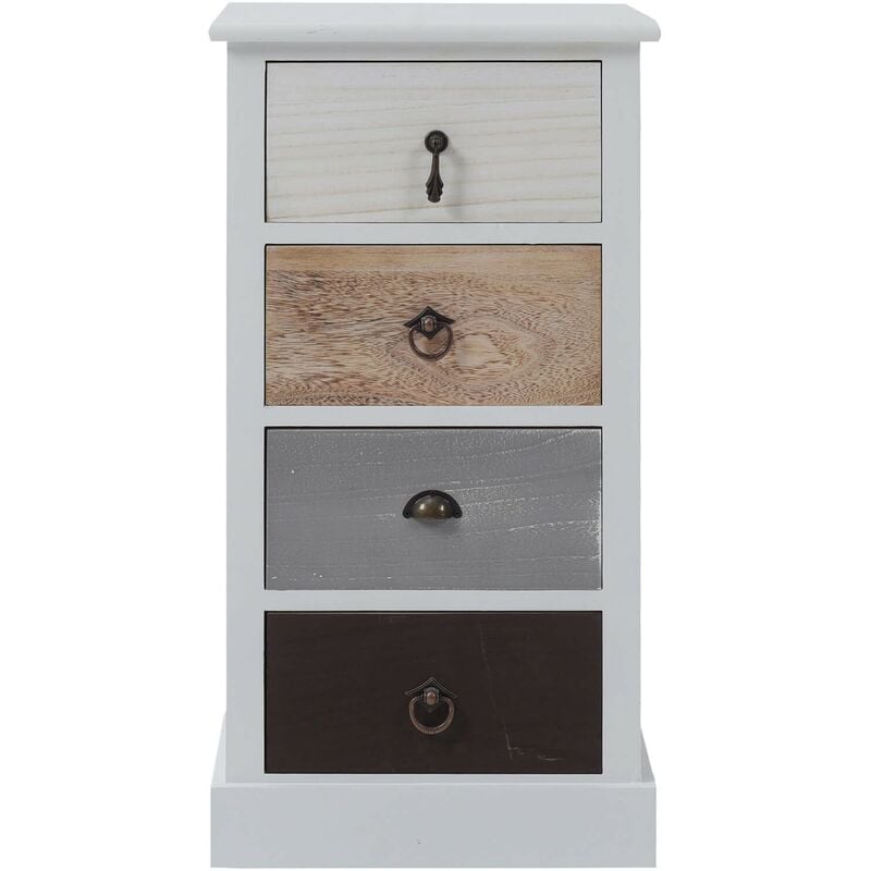 foto del prodotto mobili rebecca rebecca mobili cassettiera comodino mobile 4 cassetti bianco marrone 69x37x27