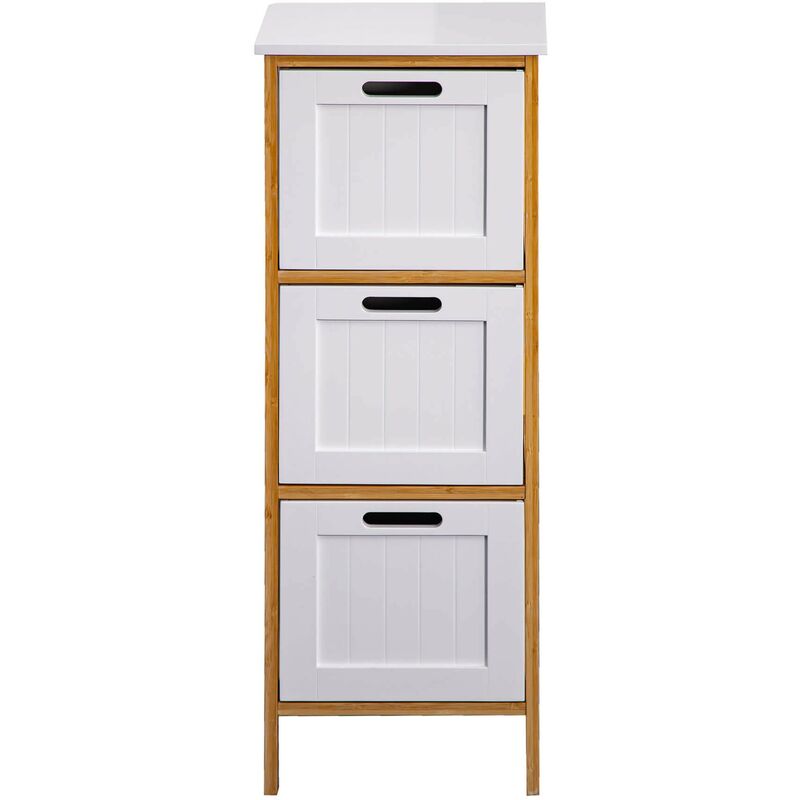 foto del prodotto mobili rebecca rebecca mobili cassettiera da bagno mobile a colonna 3 cassetti in legno mdf bianco bambu