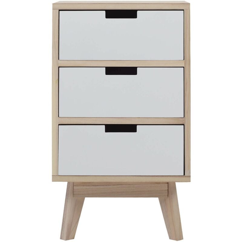 foto del prodotto mobili rebecca rebecca mobili comodino 3 cassetti legno bianco contemporaneo 60x35x27