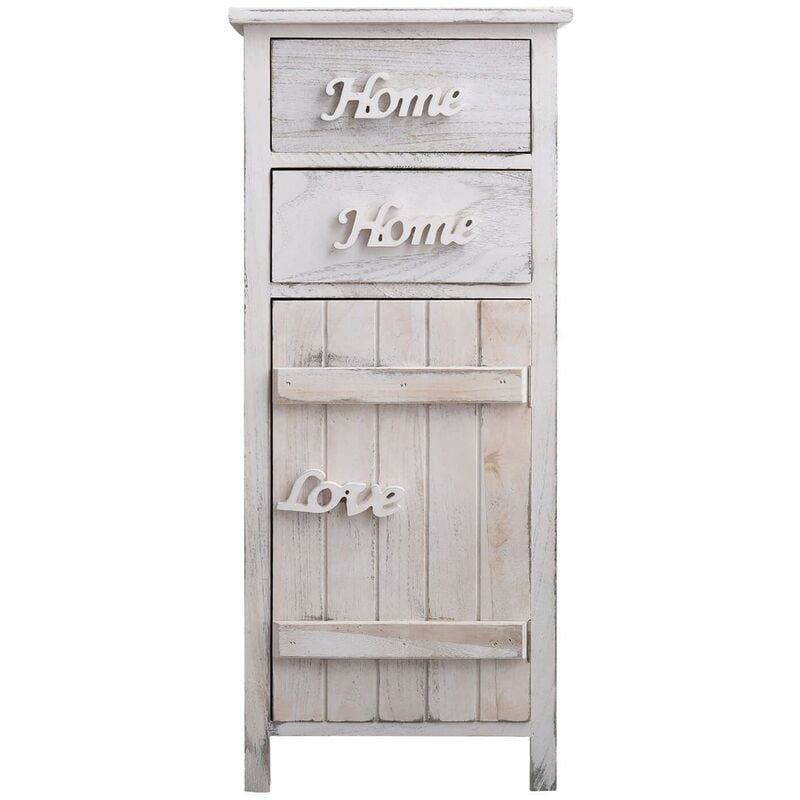 foto del prodotto mobili rebecca rebecca mobili comodino cassettiera 2 cassetti 1 anta bianco shabby 84x37x30
