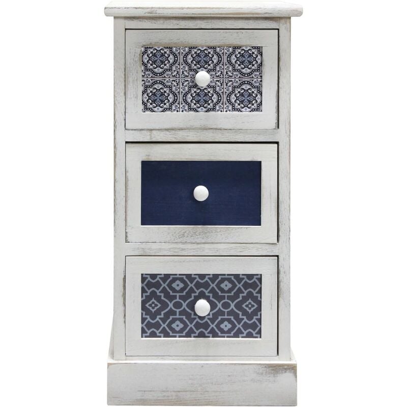 foto del prodotto mobili rebecca rebecca mobili comodino cassettiera 3 cassetti bianco legno retro 59,5x30x25