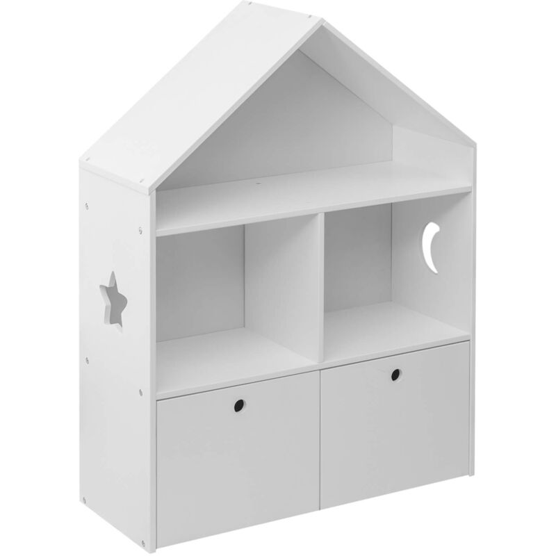 foto del prodotto mobili rebecca rebecca mobili libreria per bambini portagiochi in legno bianco 3 scaffali 2 cassetti cameretta