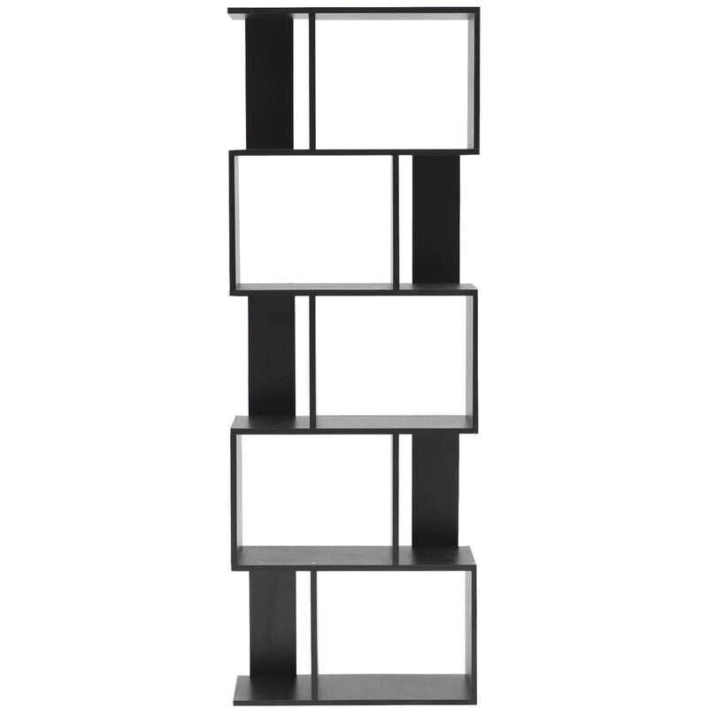 foto del prodotto mobili rebecca rebecca mobili libreria scaffale 5 ripiani legno nero stile moderno 172,5x60x24