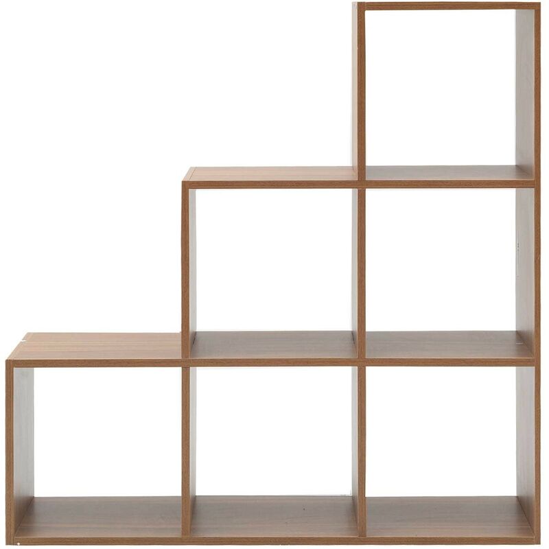 foto del prodotto mobili rebecca rebecca mobili libreria scaffale mdf 6 scomparti marrone moderno 97,5x97,5x29