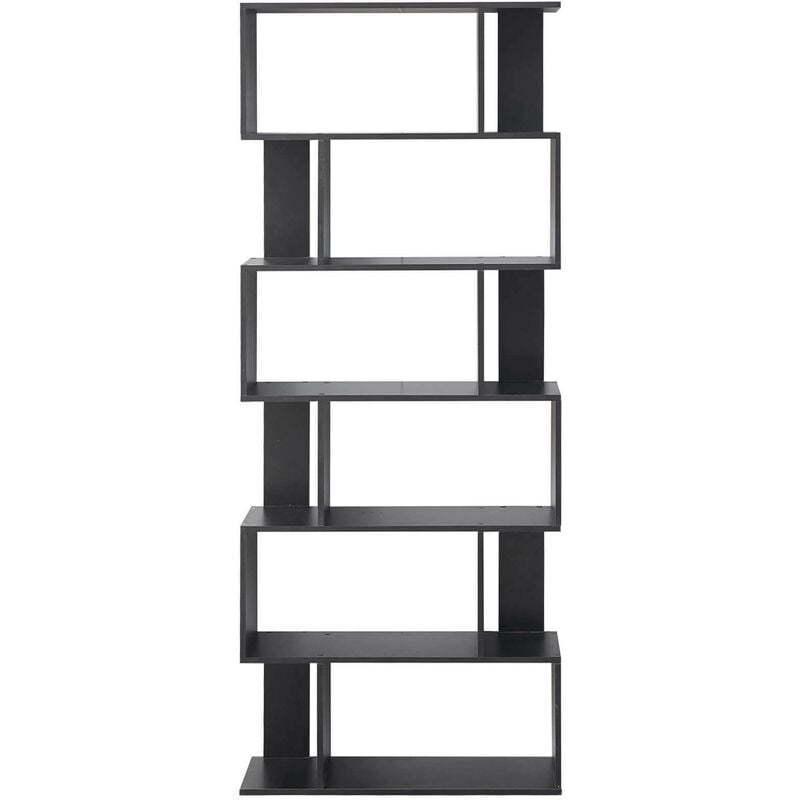 foto del prodotto mobili rebecca rebecca mobili libreria scaffale moderna legno nero 6 ripiani 190x60x24
