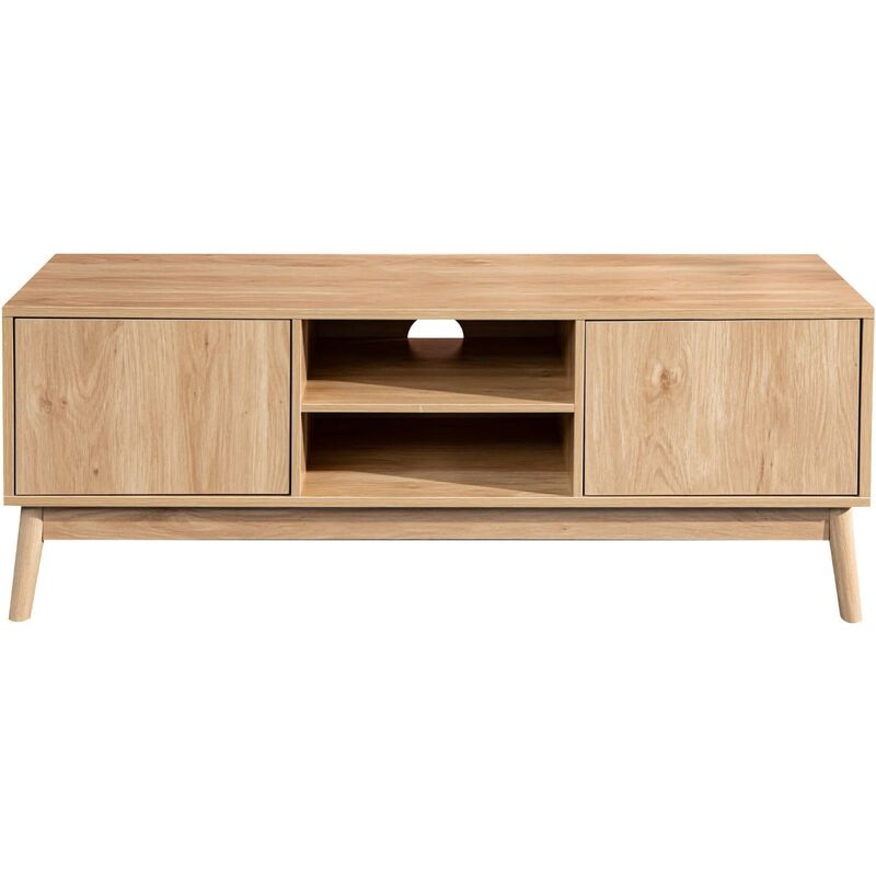 foto del prodotto mobili rebecca rebecca mobili mobile porta tv credenza bassa in bambu mdf 2 ante ripiani da salotto soggiorno
