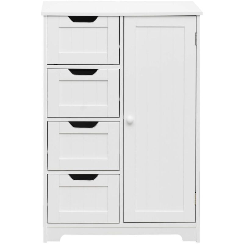 foto del prodotto mobili rebecca rebecca mobili mobiletto multiuso 4 cassetti 1 anta in legno bianco moderno mobile da bagno