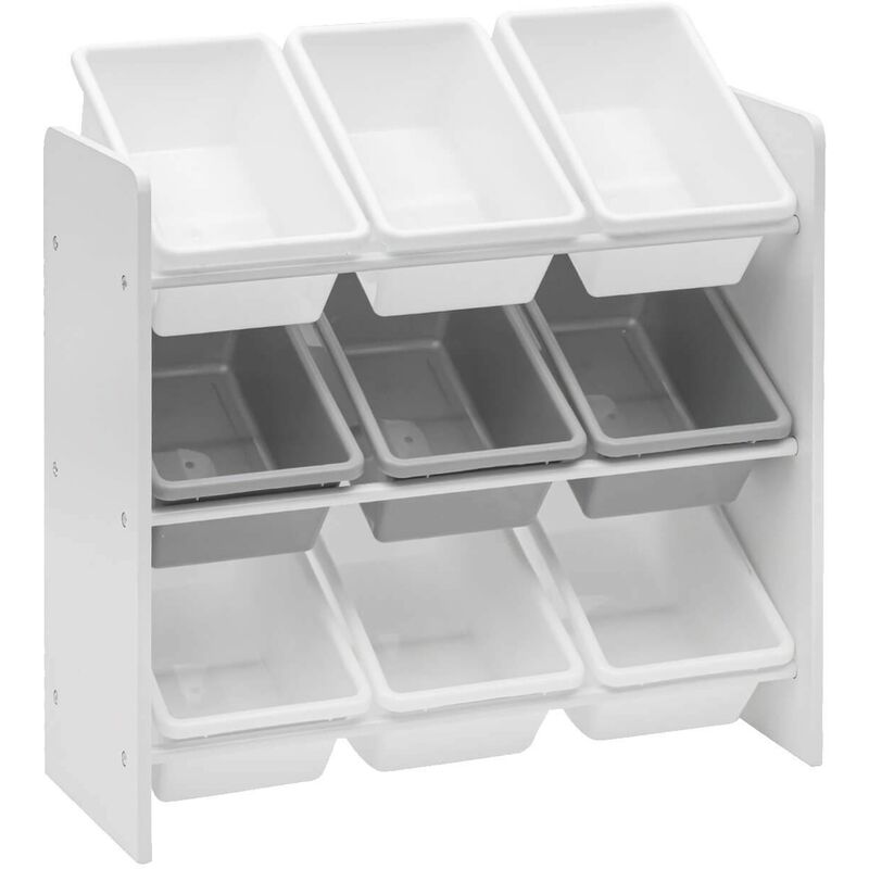 foto del prodotto mobili rebecca rebecca mobili organizer per giocattoli scaffale per cameretta mdf bianco con 9 scatole rimovibili