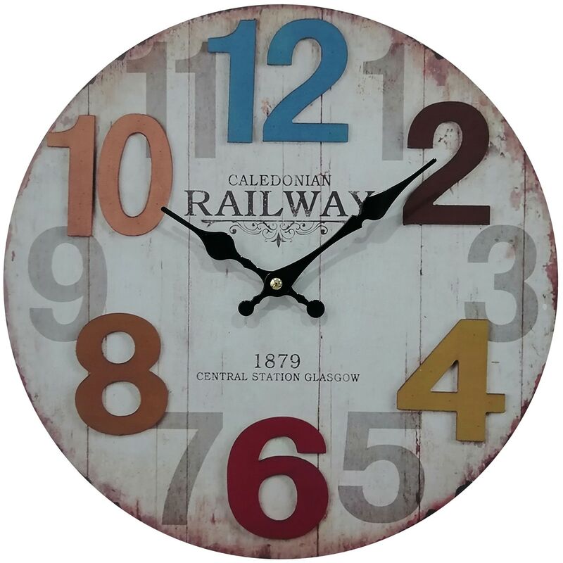 foto del prodotto mobili rebecca rebecca mobili orologio da appendere bianco numeri colorati mdf per salotto cucina