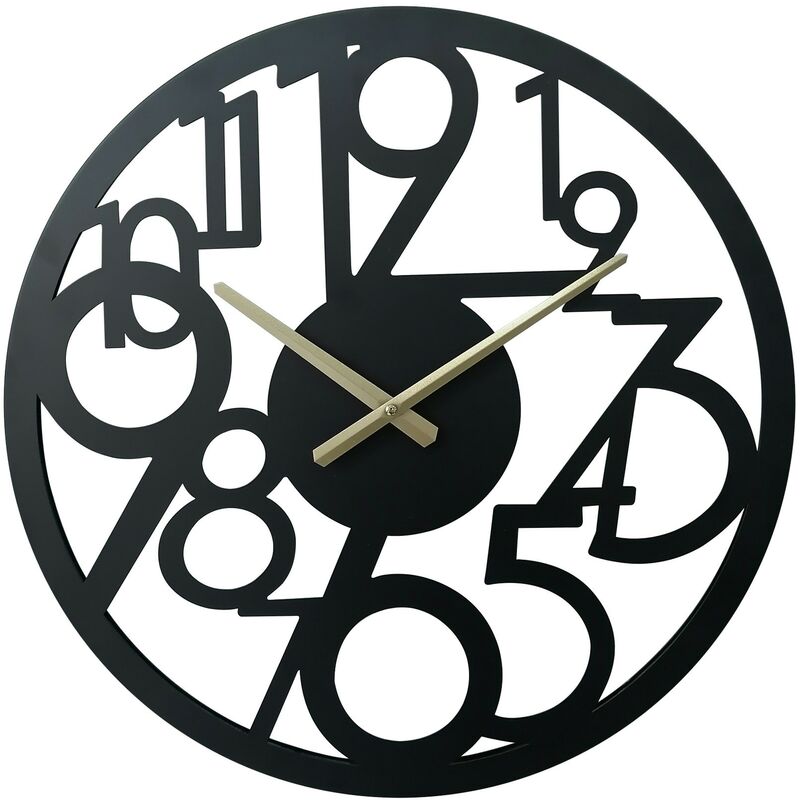 foto del prodotto mobili rebecca rebecca mobili orologio da appendere orologi moderni in metallo nero numeri grandi