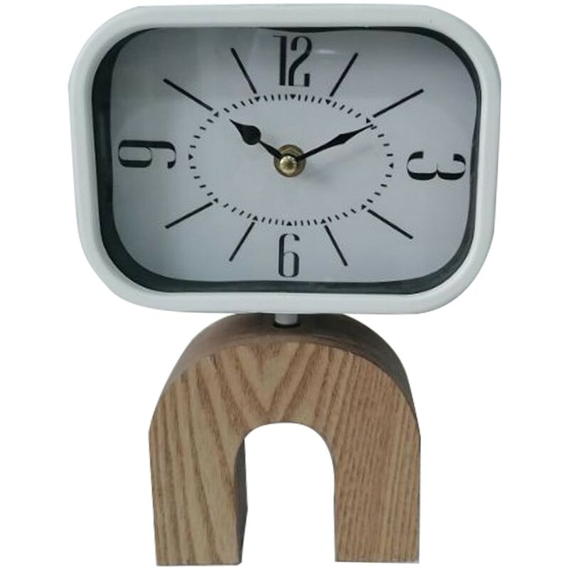 foto del prodotto mobili rebecca rebecca mobili orologio da appoggio orologi tavolo mdf metallo bianco marrone analogico