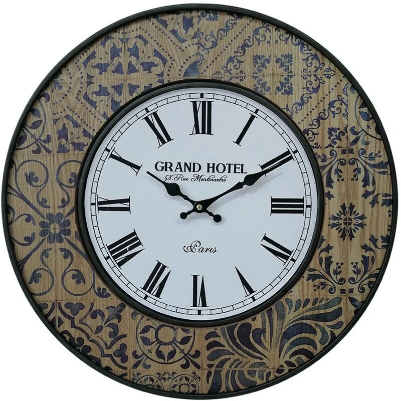 foto del prodotto mobili rebecca rebecca mobili orologio da parete grande bianco blu mdf metallo per cucina salotto