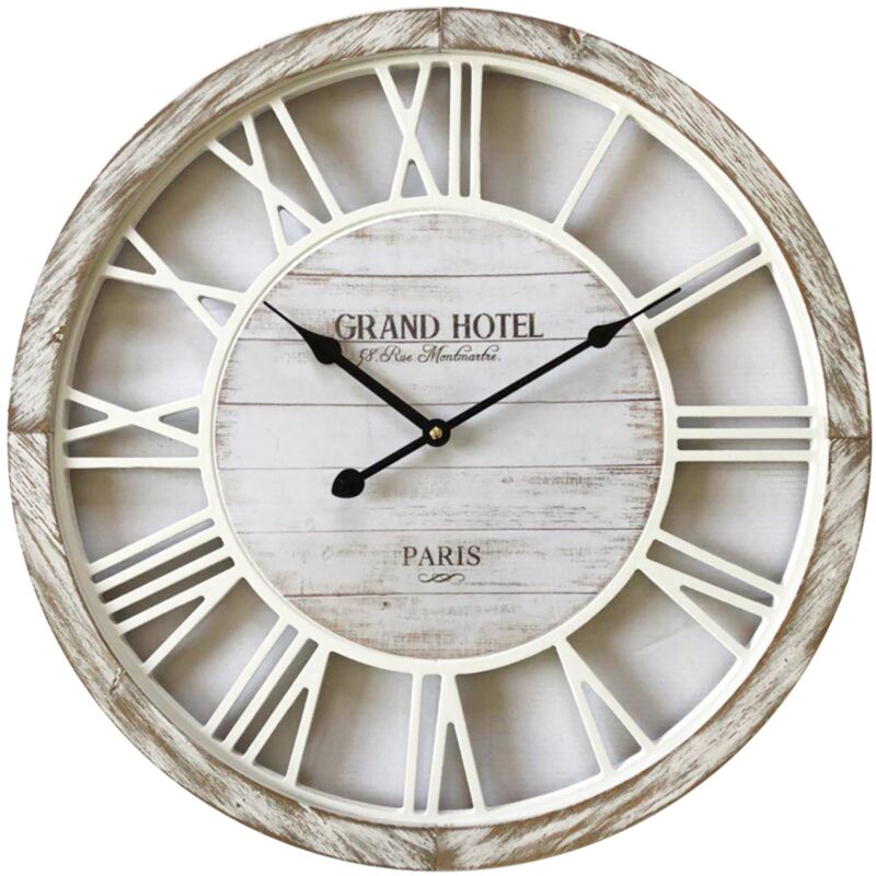 foto del prodotto mobili rebecca rebecca mobili orologio da parete orologi shabby legno bianco 50x50x4,5
