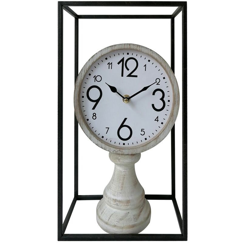foto del prodotto mobili rebecca rebecca mobili orologio da tavolo vintage mdf metallo nero bianco marrone per camera cucina