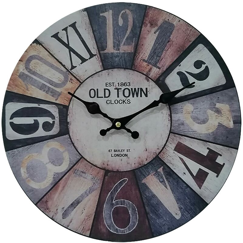 foto del prodotto mobili rebecca rebecca mobili orologio decorativo orologi parete mdf bianco marrone grigio stile retro