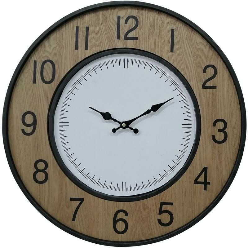 foto del prodotto mobili rebecca rebecca mobili orologio parete vintage bianco marrone nero mdf metallo analogico