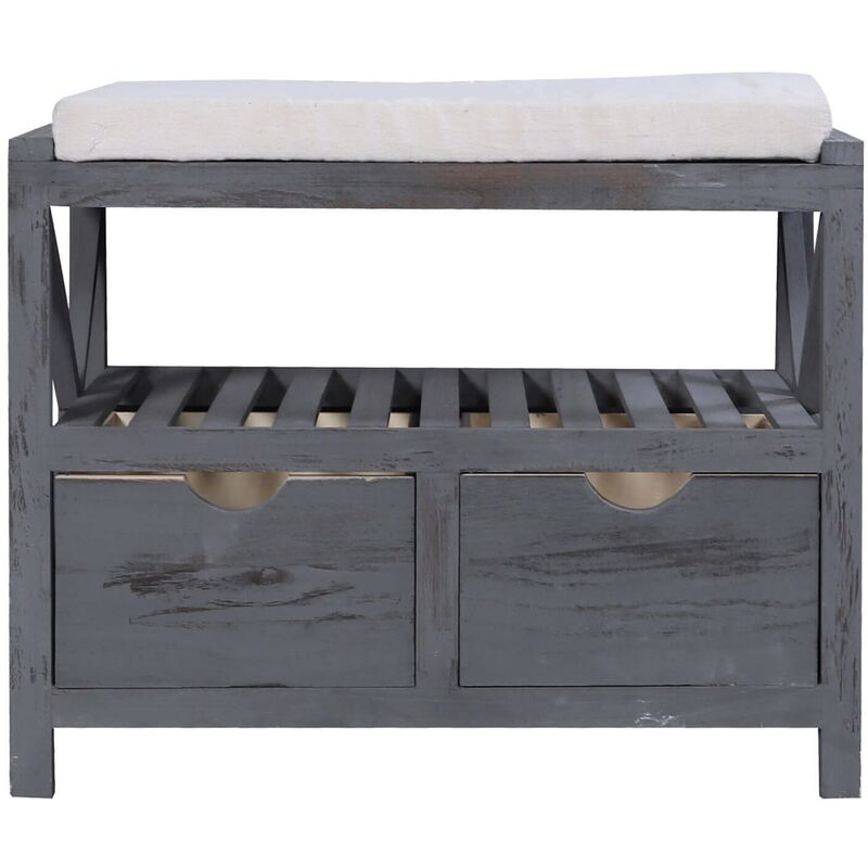 foto del prodotto mobili rebecca rebecca mobili panca panchina scarpiera 2 cassetti grigio vintage retr 43x65x34