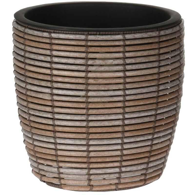 foto del prodotto mobili rebecca rebecca mobili portavaso polyrattan vaso piccolo per piante marrone per interno esterno