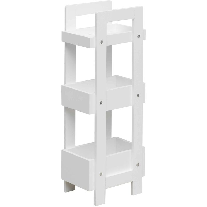 foto del prodotto mobili rebecca rebecca mobili scaffale da cucina stretto con 3 ripiani in legno bianco mobile da bagno moderno