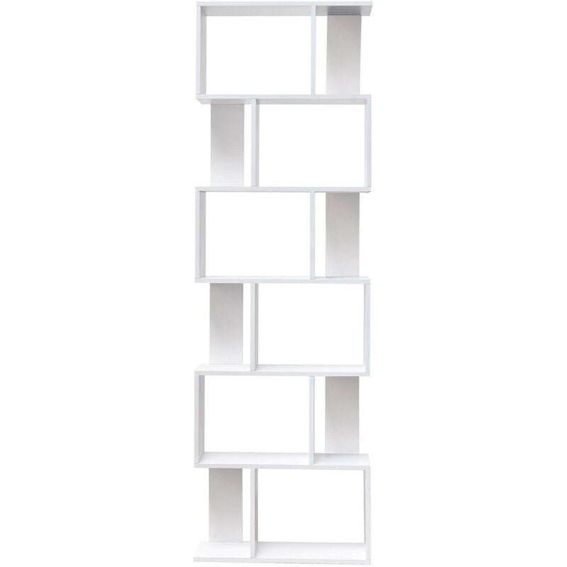 foto del prodotto mobili rebecca rebecca mobili scaffale libreria bianca moderna con 6 ripiani in legno per ufficio soggiorno