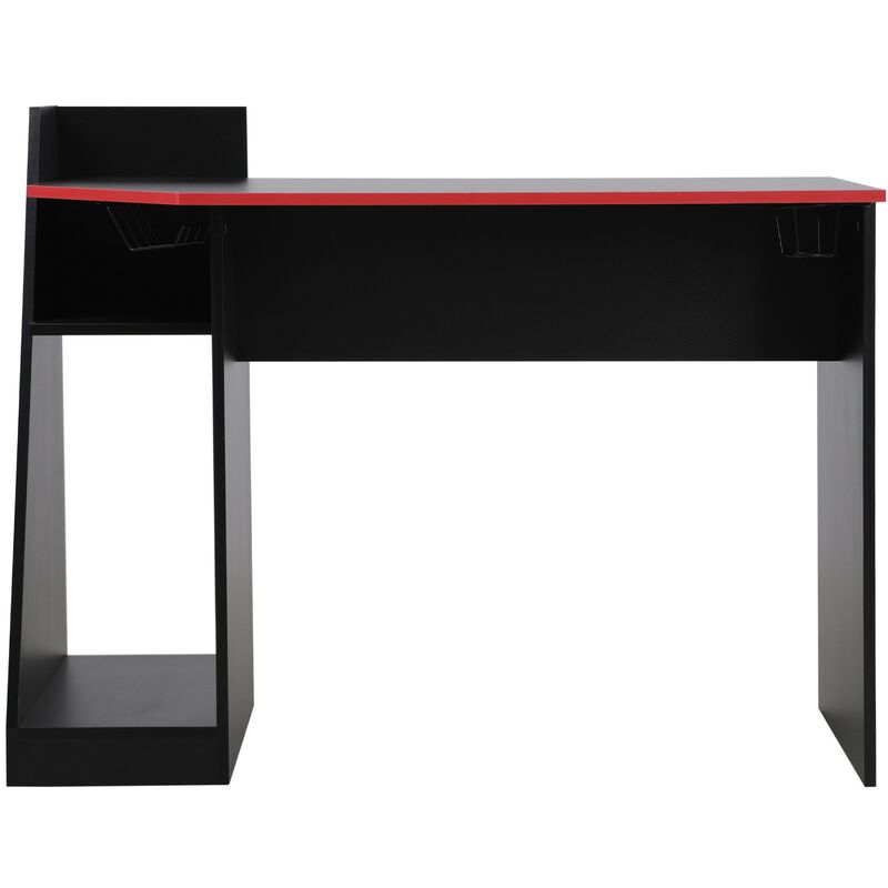 foto del prodotto mobili rebecca rebecca mobili scrivania gaming tavolo per pc nero rosso in legno design moderno con accessori