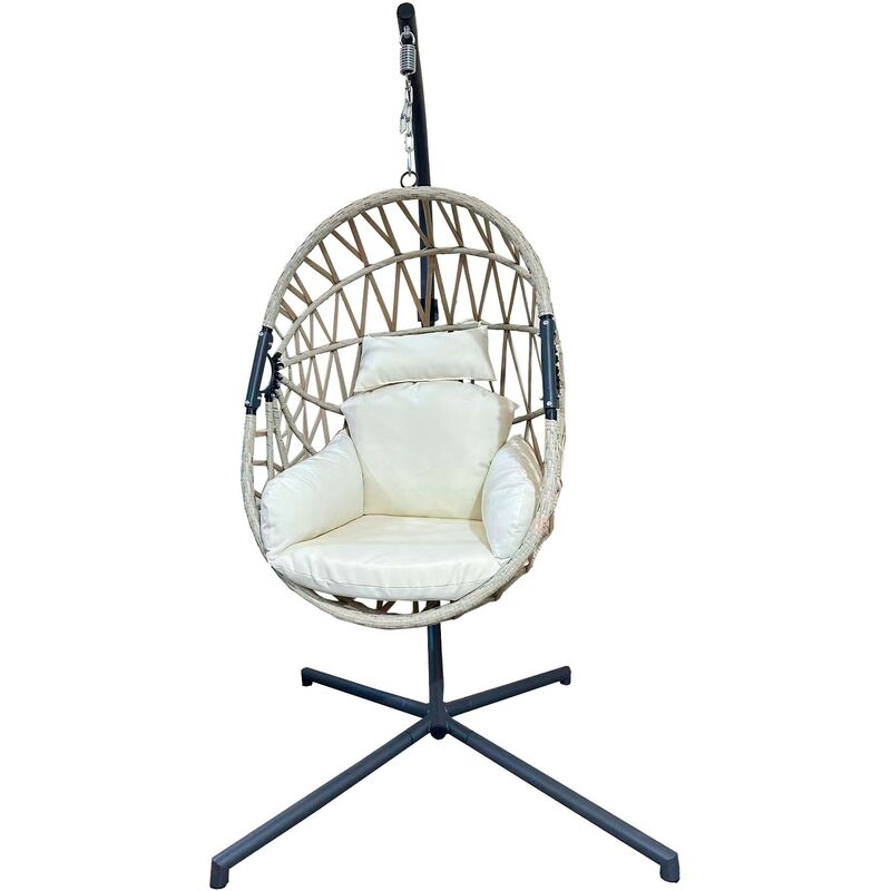 foto del prodotto mobili rebecca rebecca mobili sedia dondolo poltrona sospesa polyrattan beige per esterno interno