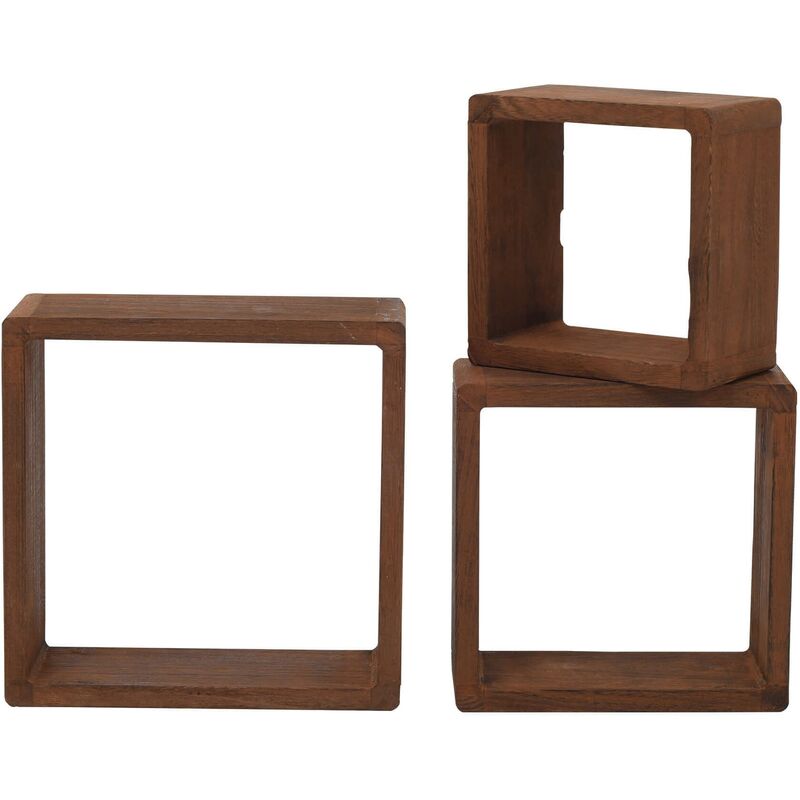 foto del prodotto mobili rebecca rebecca mobili set 3 mensole libreria quadrata legno scuro design retro 26x26x9