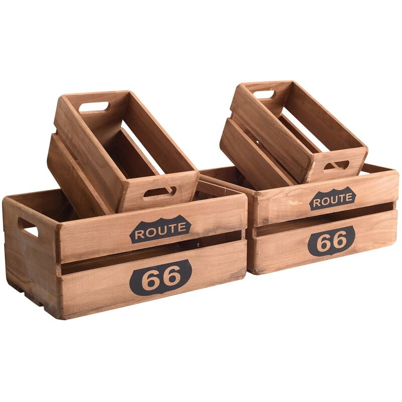 foto del prodotto mobili rebecca rebecca mobili set 4 cassette scatole legno portaoggetti legno marrone 15x35x22