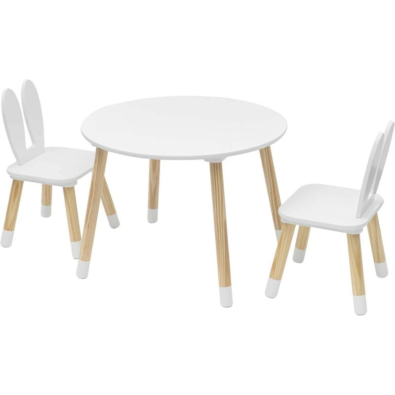 foto del prodotto mobili rebecca rebecca mobili set tavolo bimbi con 2 sedie tavolino per bambini bianco marrone mdf per cameretta