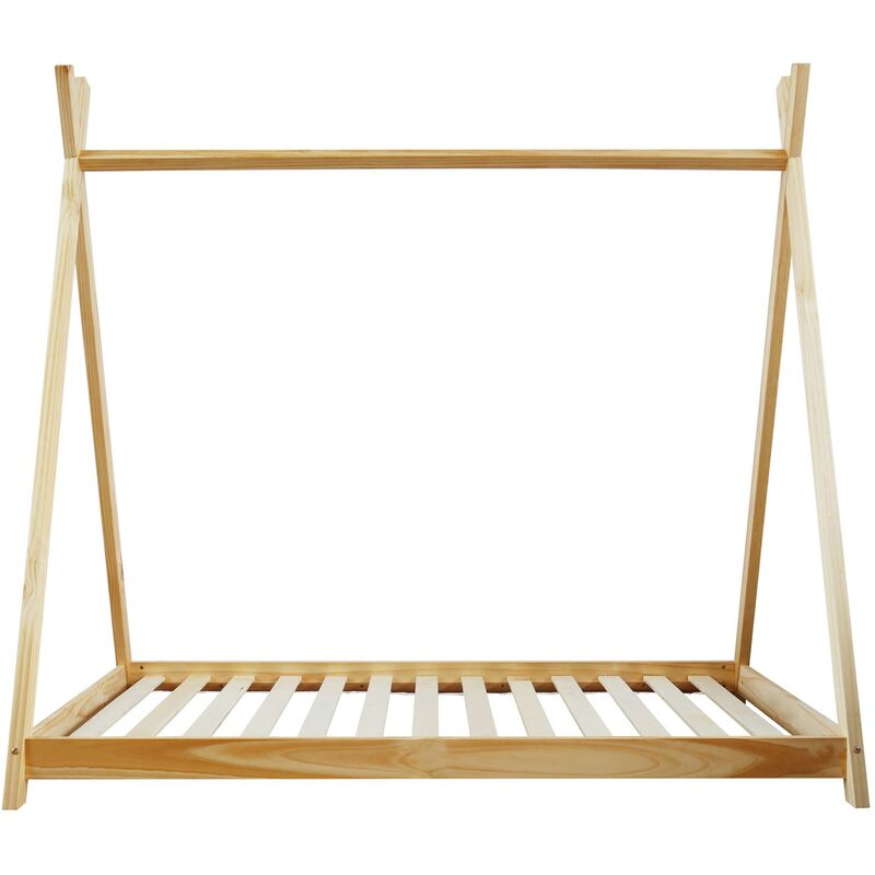 foto del prodotto mobili rebecca rebecca mobili struttura letto singolo per bambini tenda in legno naturale 80x160 cameretta