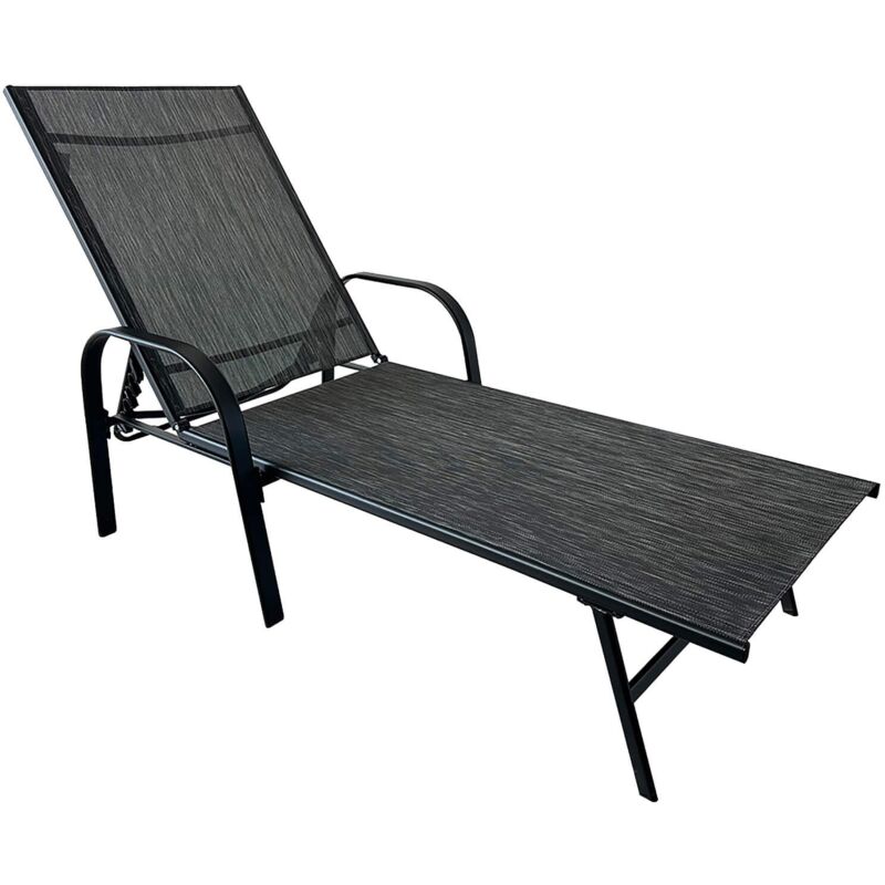 foto del prodotto mobili rebecca sdraio rebecca mobili oriri 95x195x69 acciaio poliestere grigio scuro nero moderno