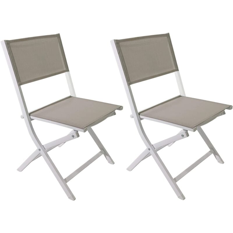 foto del prodotto mobili rebecca sedie pieghevoli rebecca mobili ilomba 84x48x57 alluminio poliestere bianco beige moderno set 2 pezzi da montare